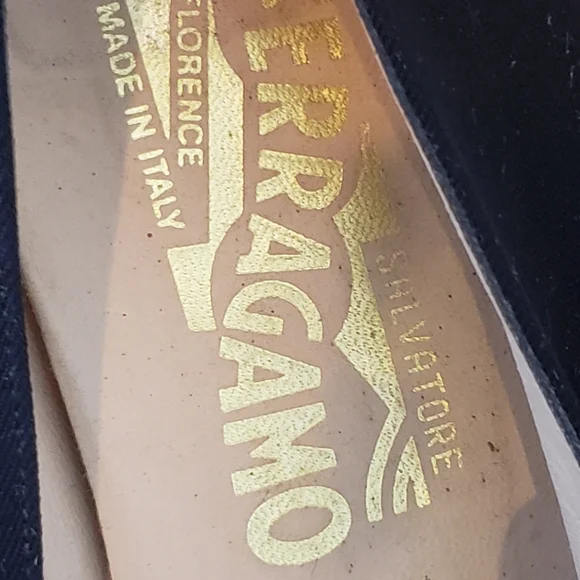 Salvatore Ferragamo Black Low Heel Suede Flats with Logo Accent - Picture 3 of 6